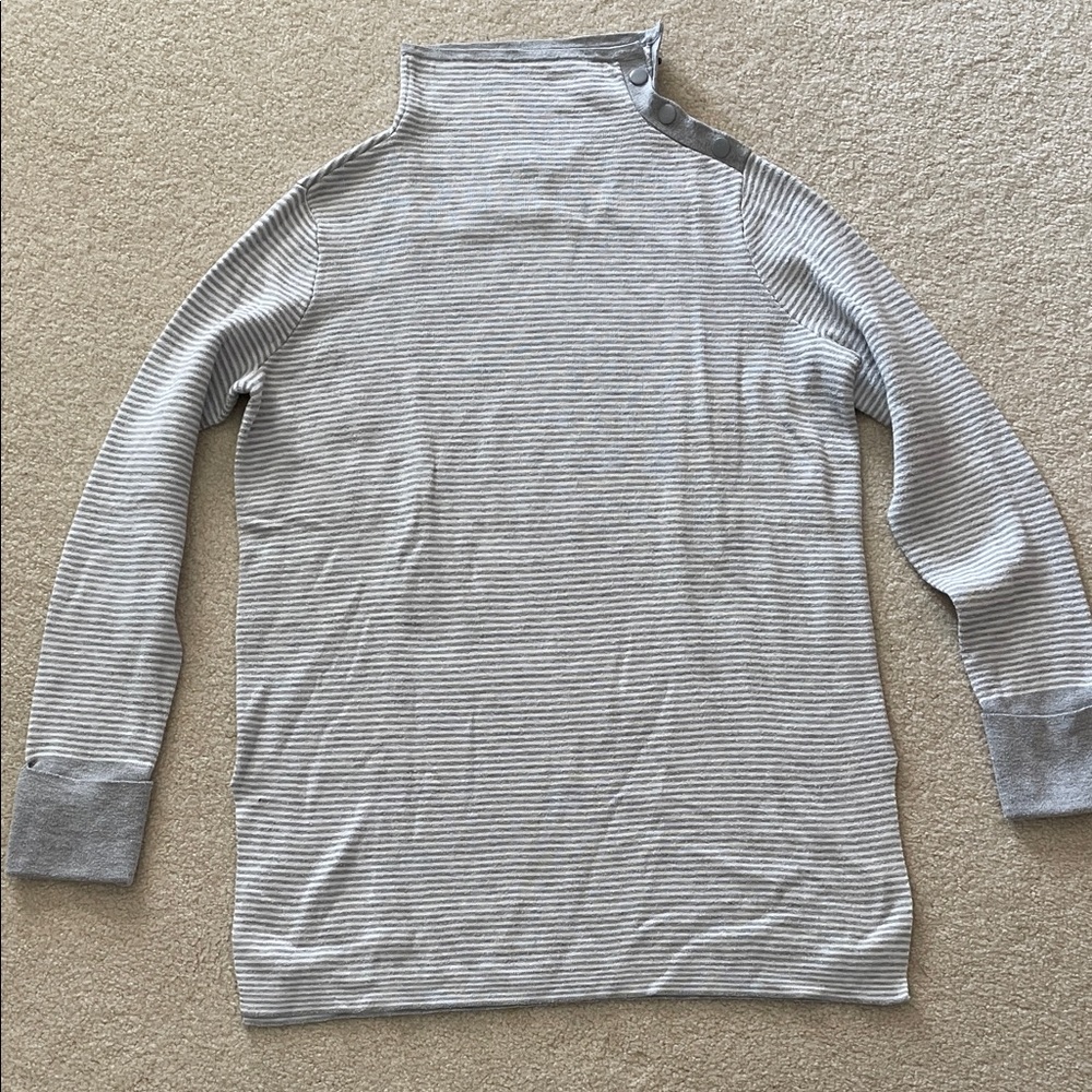 Gray Striped Turtleneck Tunic